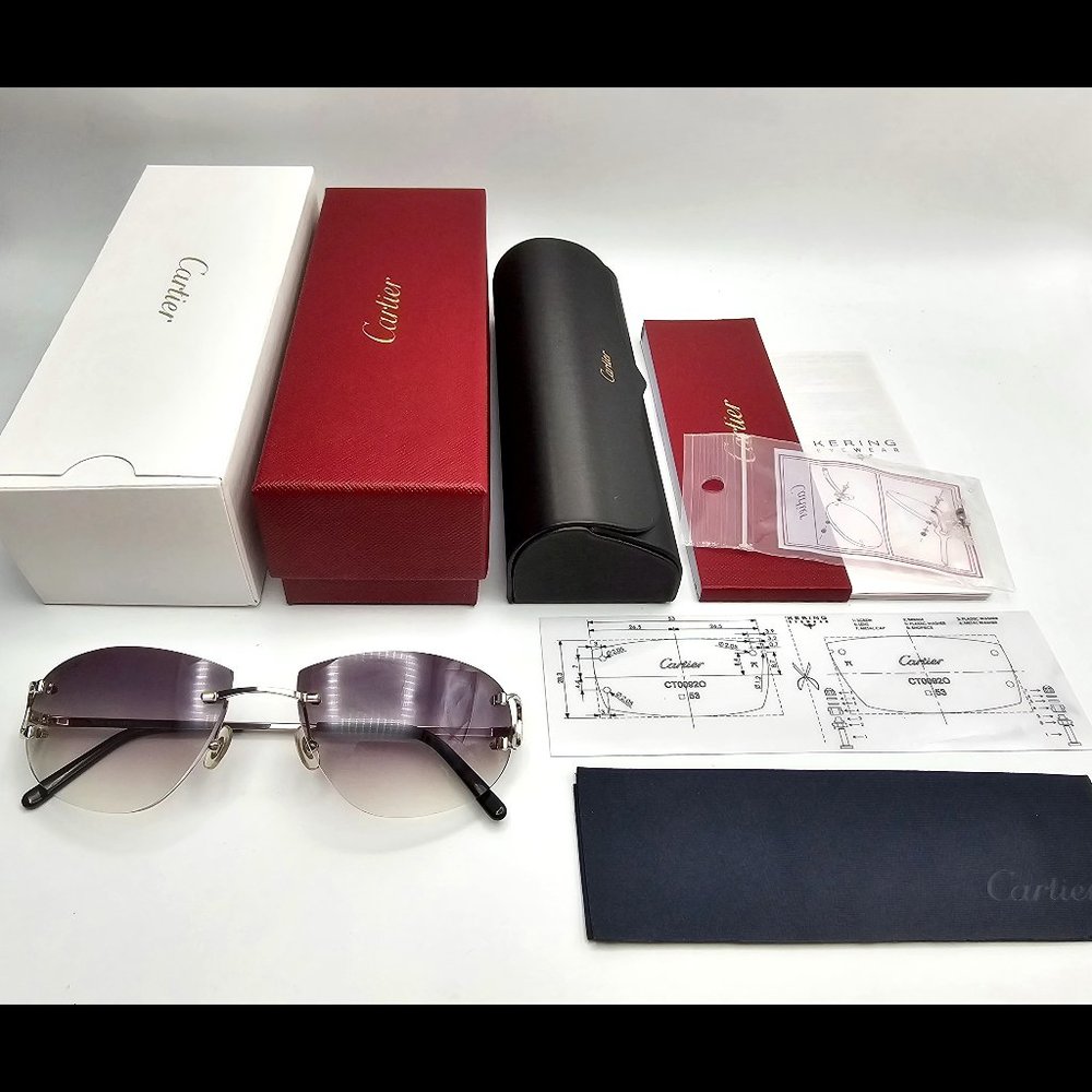 Authentic Cartier Big C Piccadilly Silver Sunglasses